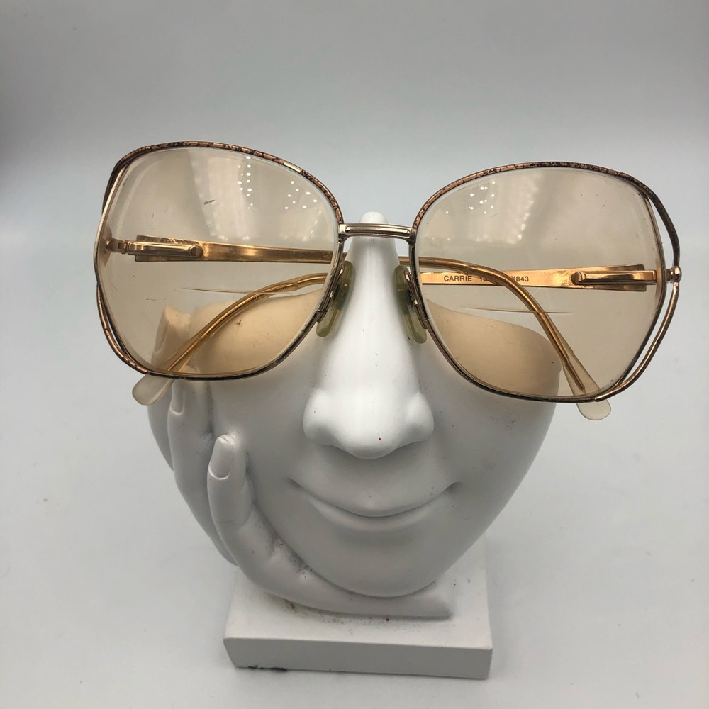 Vintage L’AMY Carrie Brown/ Gold Oval Sunglasses Frames